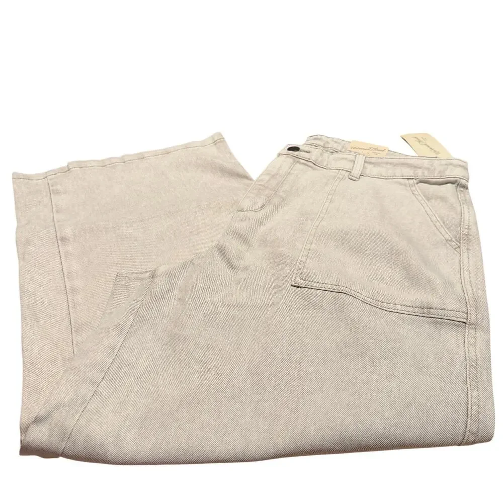 Universal Thread Women's Light Gray Wide Leg Cropped Pants - Size 16W - NWT